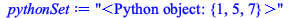 Typesetting:-mprintslash([pythonSet := 