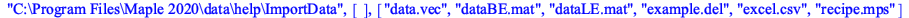 C:\Program Files\Maple 2020\data\help\ImportData