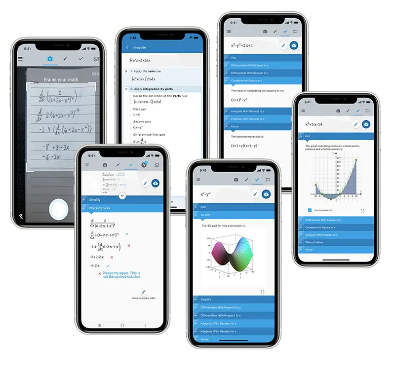 Maple Calculator Screenshots showing step-by-step solutions