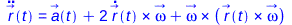 Typesetting:-mprintslash([diff(r_(t), `$`(t, 2)) = `+`(a_(t), `*`(2, `*`(Physics:-Vectors:-`&x`(diff(r_(t), t), omega_))), Physics:-Vectors:-`&x`(omega_, Physics:-Vectors:-`&x`(r_(t), omega_)))], [dif...