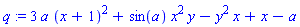 q := 3*a*(x+1)^2+sin(a)*x^2*y-y^2*x+x-a