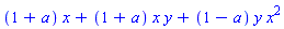 (1+a)*x+(1+a)*x*y+(1-a)*y*x^2