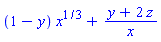 (1-y)*x^(1/3)+(y+2*z)/x