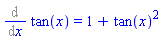 Diff(tan(x), x) = 1+tan(x)^2