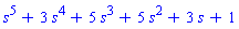 s^5+3*s^4+5*s^3+5*s^2+3*s+1