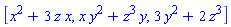 [x^2+3*z*x, x*y^2+z^3*y, 3*y^2+2*z^3]