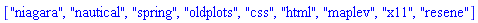 ["niagara", "nautical", "spring", "oldplots", "css", "html", "maplev", "x11", "resene"]