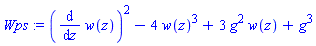 Wps := (diff(w(z), z))^2-4*w(z)^3+3*g^2*w(z)+g^3