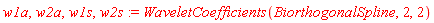 w1a, w2a, w1s, w2s := WaveletCoefficients(BiorthogonalSpline, 2, 2)