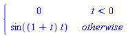 piecewise(t < 0, 0, sin((1+t)*t))