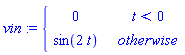 piecewise(t < 0, 0, sin(2*t))