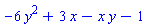-6*y^2+3*x-x*y-1