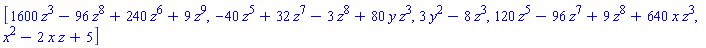 [1600*z^3-96*z^8+240*z^6+9*z^9, -40*z^5+32*z^7-3*z^8+80*y*z^3, 3*y^2-8*z^3, 120*z^5-96*z^7+9*z^8+640*x*z^3, x^2-2*x*z+5]