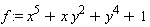 f := x^5+x*y^2+y^4+1