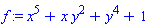 f := x^5+x*y^2+y^4+1