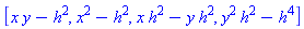 [x*y-h^2, x^2-h^2, x*h^2-y*h^2, y^2*h^2-h^4]