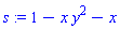 s := 1-x*y^2-x