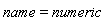 name = numeric