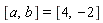 [a, b] = [4, -2]