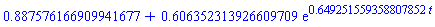 .887576166909941677+.606352313926609709*exp(.649251559358807852*t)