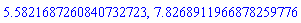 5.5821687260840732723, 7.8268911966878259776