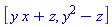 [y*x+z, y^2-z]
