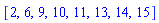 [2, 6, 9, 10, 11, 13, 14, 15]