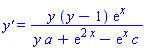 `y'` = y*(y-1)*exp(x)/(y*a+exp(2*x)-exp(x)*c)