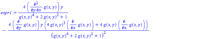 expr1 := 4*(diff(g(x, y), x, y))*y/(g(x, y)^4+2*g(x, y)^2+1)-4*(diff(g(x, y), y))*y*(4*g(x, y)^3*(diff(g(x, y), x))+4*g(x, y)*(diff(g(x, y), x)))/(g(x, y)^4+2*g(x, y)^2+1)^2
