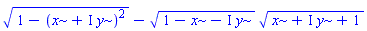(1-(x+I*y)^2)^(1/2)-(1-x-I*y)^(1/2)*(x+I*y+1)^(1/2)