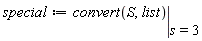 special := eval(convert(S, list), s = 3)