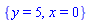 {y = 5, x = 0}
