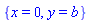 {x = 0, y = b}