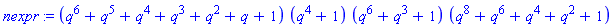 (q^6+q^5+q^4+q^3+q^2+q+1)*(q^4+1)*(q^6+q^3+1)*(q^8+q^6+q^4+q^2+1)