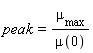 peak = mu[max]/mu(0)