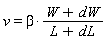 v = beta*(W+dW)/(L+dL)