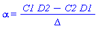 alpha = (C1*D2-C2*D1)/Delta