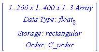 RTABLE(30682808, float[8], Array, rectangular, C_order, [], 3, 1 .. 266, 1 .. 400, 1 .. 3)