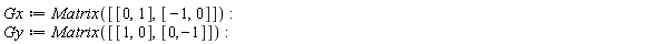 Gx := Matrix([[0, 1], [-1, 0]]); Gy := Matrix([[1, 0], [0, -1]])