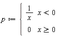 p := piecewise(x < 0, 1/x, x >= 0, 0)