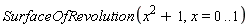 SurfaceOfRevolution(x^2+1, x = 0 .. 1)