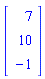 Vector[column]([[7], [10], [-1]])