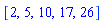 [2, 5, 10, 17, 26]