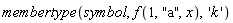 membertype(symbol, f(1, "a", x), 'k')