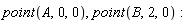 point(A, 0, 0), point(B, 2, 0)