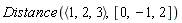 Distance(`<,>`(1, 2, 3), [0, -1, 2])