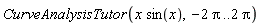 CurveAnalysisTutor(x*sin(x), -2*Pi .. 2*Pi)