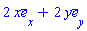Vector[column]([[2*x], [2*y]], ["x", "y"], "field")