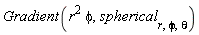 Gradient(r^2*phi, spherical[r, phi, theta])