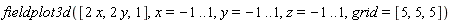 fieldplot3d([2*x, 2*y, 1], x = -1 .. 1, y = -1 .. 1, z = -1 .. 1, grid = [5, 5, 5])